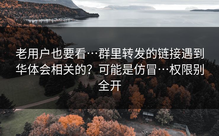 老用户也要看…群里转发的链接遇到华体会相关的？可能是仿冒…权限别全开