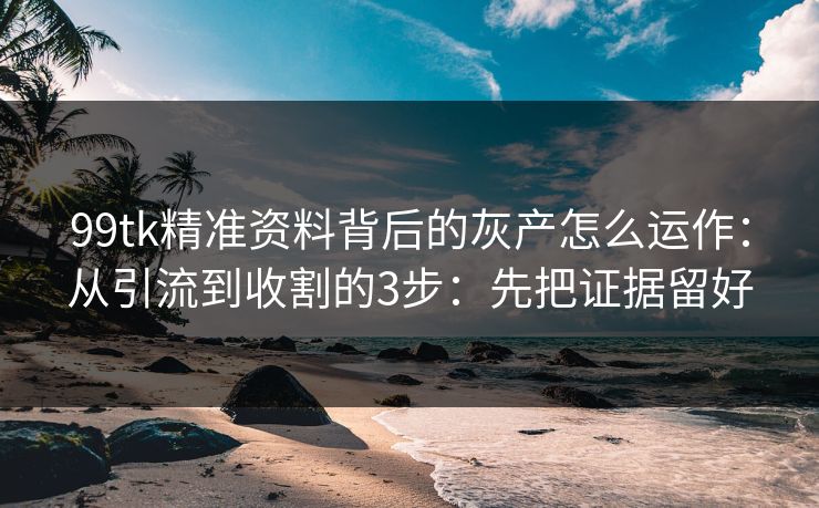 99tk精准资料背后的灰产怎么运作：从引流到收割的3步：先把证据留好